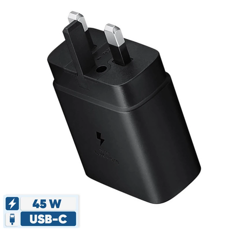 شارژر دیواری 45 وات سامسونگ مدل EP-T4511 Low Standby با اتصال به پریز دوشاخه و تکنولوژی شارژ سریع USB PD 3.0، دارای درگاه خروجی USB Type-C